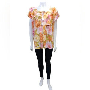 Sunny Leigh NWT Short Flutter Sleeve Floral Blouse Size 2X
